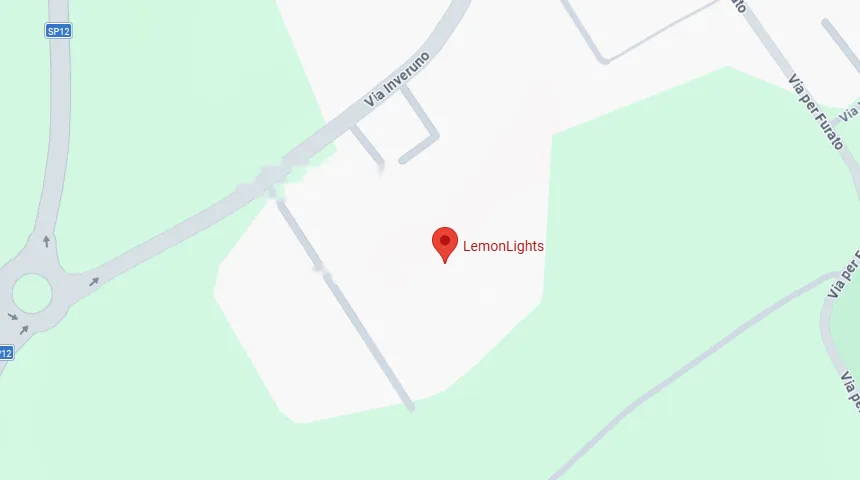 Map: the LemonLights office at Via per Inveruno 99/101, Busto Garolfo, between the SP12 and Via per Furato